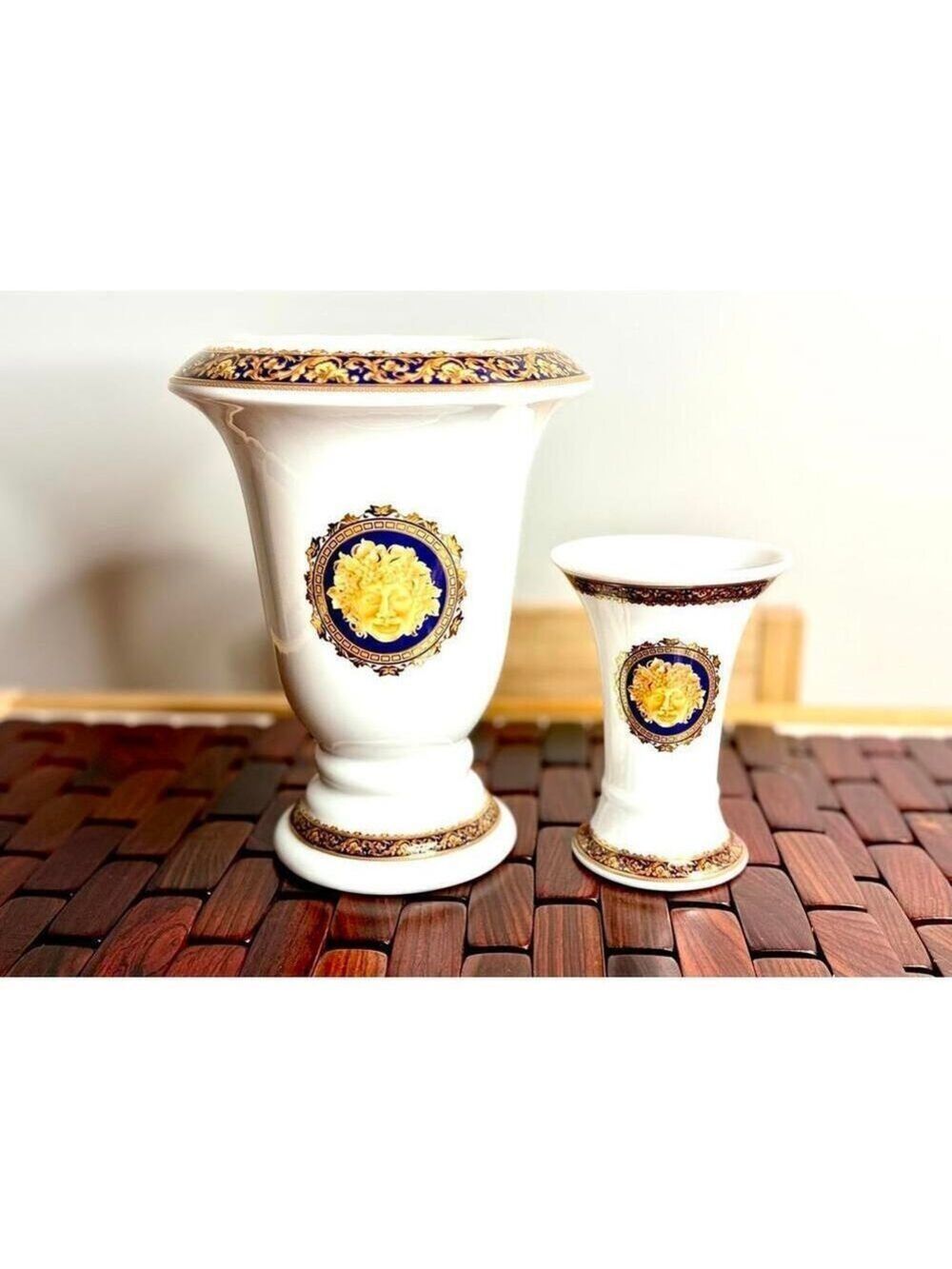 Vintage Bacchus T. Limoges Porcelain Vases Set of 2 – Cobalt Blue & Gold, France